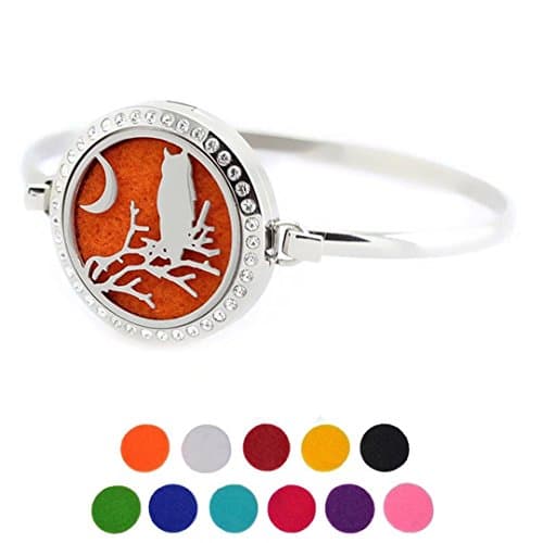 DIB Stainless Steel Aromatherapy Essential Oil Diffuser 30mm Halloween Pumpkin Rhinestones Bracelet Diameter 23.5"