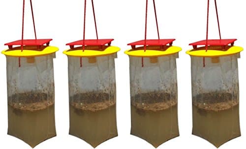 REDTOP Flycatchers Compact Size (2) Twin Value Packs (4 Traps Included) - 100% Non-Toxic Disposable Outdoor Fly Trap - Designed to Attract Egg-Laying Females