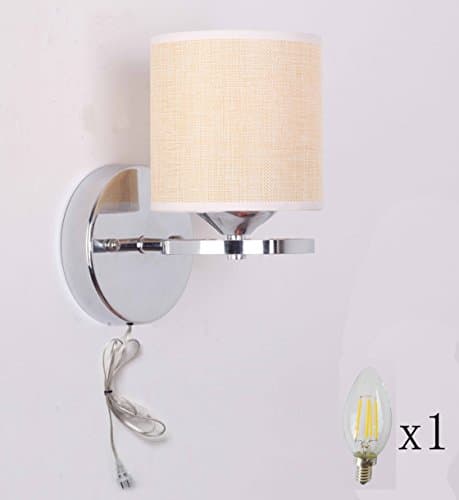 Wall Lamp,Nickel Plated with Fabric Shade,Brown