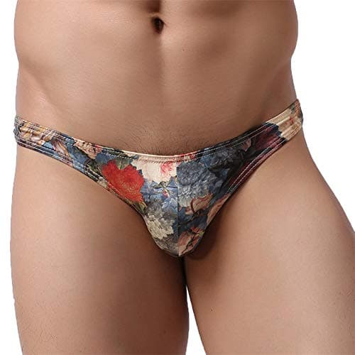 Vickyleb Men's Sexy Underwear Soft Print Patchwork Boxer Briefs Shorts Bulge Pouch Underpants Khickers for Men