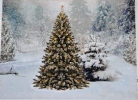 OSW Lighted Winter Evergreen Trees Scene LED Art Canvas Light up Picture