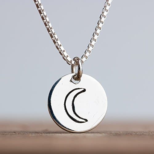 Crescent Moon Charm Necklace in Sterling Silver