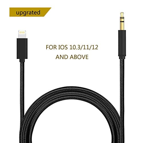 COOPSION Lightning to 3.5 mm Headphone Jack Adapter iPhone 7 Car Aux Audio Cable Male for iPhone X/8/8 Plus/7/7 Plus 3ft Black