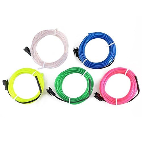 Neon Light El Wire, Tinkin Light 3M 10ft Glowing Strobing Electroluminescent Lamp with Battery Pack Controller for Indoor Outdoor Halloween Christmas Parties Decoration Pack of 5