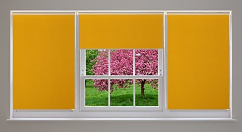 All Design's Blackout Room Darkening Polyester Roller Shade / Window Blinds with Looped Chain, 23" x 72" Yellow Color