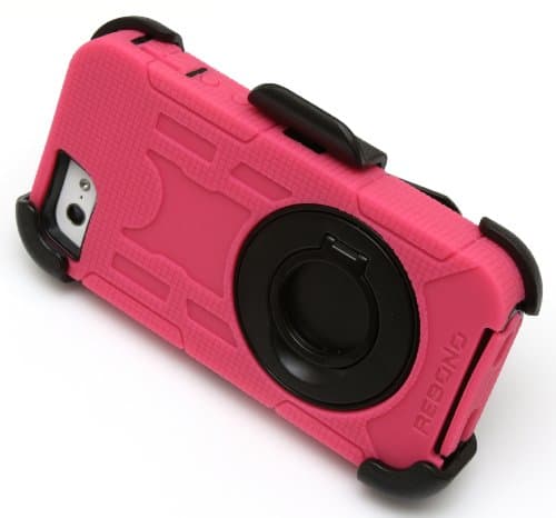 Rebono Rugged Shockproof Defender Armor Case For iPhone 5/5s/SE With Rotating Belt Clip & Kickstand (LIGHT PINK)