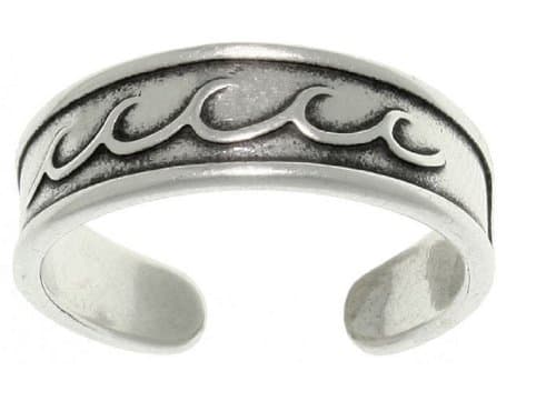 Jewelry Trends Ocean Wave Beach Sterling Silver Toe Ring Adjustable-Size
