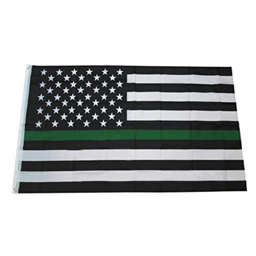 Thin Blue Line Flag - World's Finest Wall Flag Free Personalization (Police, Firefighter,EMT, and Paramedics) Black, White, Blue,Red American flag Brass Grommets BLUE LIVES MATTER -Candiway (green)