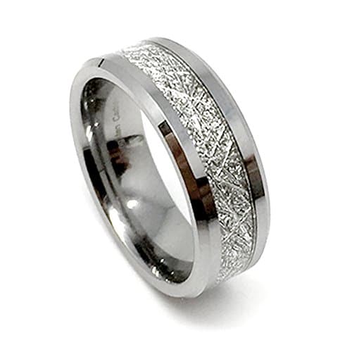 8mm Tungsten Carbide Meteorite Men's Ring (Available Sizes 8-14 Including Half Sizes)