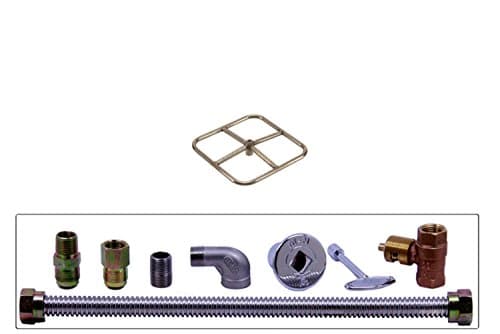 Spotix HPC Square Fire Pit Burner Kit (FPSSQ12KIT-NG-MSCB), 12x12-Inch Burner, Match Light, Natural Gas