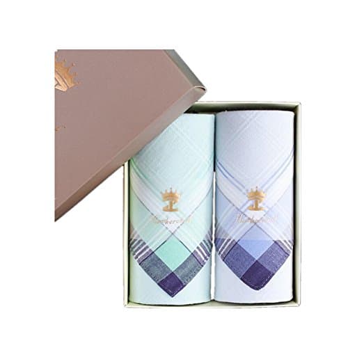 Elegant Stripe Pattern Hankies 60s Cotton Handkerchiefs Packed in Gift Box for Women Wedding Gift by MSLONG