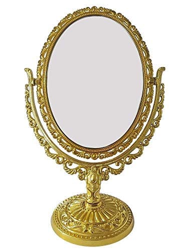 Table Fancy Mirror by M A GIFTS Mirror. H:8 * B:5 INCHES. Oval SHAPPED Mirror (Golden Oval Fancy Mirror S)