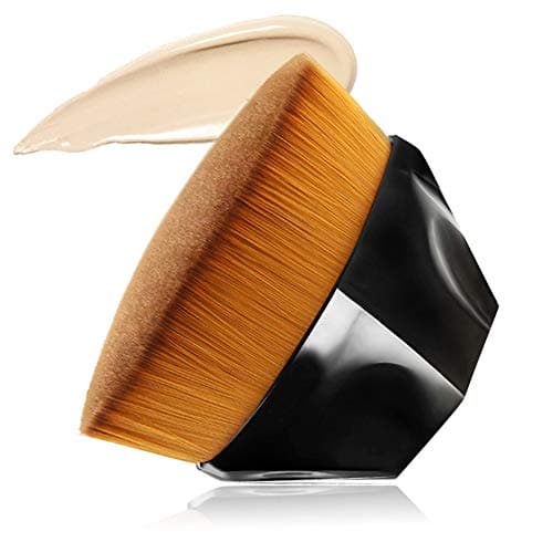 Foundation Makeup Brush Flat Top Kabuki Hexagon Face Blush Liquid Powder Foundation Brush for Blending Liquid, Cream or Flawless Powder Cosmetics with Bonus Protective Case (Black) …