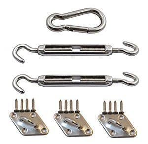 Shadelo Heavy Duty Sun Shade Sail Complete Hardware Kit 18 PC - For Triangle Sun Shade Sail - 8 Inches, 316 Stainless Steel