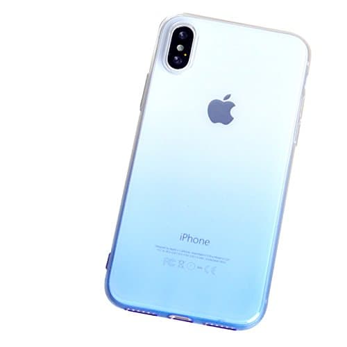 New Arrival Case for Iphone X Ultra Thin Gradient Color Crystal Clear Flexible Silicone Soft TPU Phone Back Cover (deep blue)