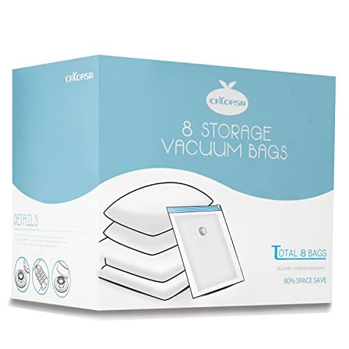 CALORSA Vacuum Storage Bags with Hand Pump 8-Pack (8 Jumbo) Home & Travel Organization Airtight Compression Seal Premium Space Saver for Clothes, Bedding, Toys