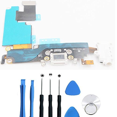 Leadfly for iPhone 6 Plus Charging Port Dock Connector Flex Cable,Lightning Connector Headphone Jack Flex Cable And Microphone For iPhone 6 Plus 5.5'' (White)