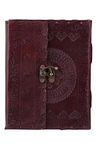 ALBORZ Handmade Leather Journal with Antique Lock, Diary for Men and Women , Leather Bound Refillable Notebook , Best Gift for Art Sketchbook , Size 7 x 5 inches