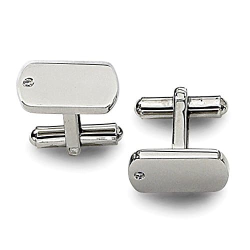 Stainless Steel Diamond Accent Cuff Links