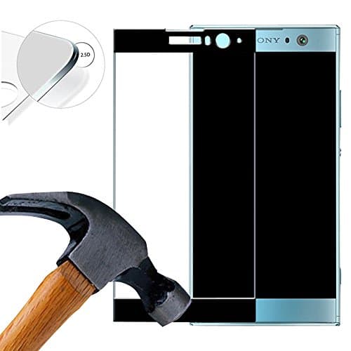 Lusee 2 X Pack (Full coverage) Tempered Glass Screen Protector for Sony Xperia XA2 5.2 inch Hardglass Display Screenprotector Protective Displayprotector Film 9H 0,3mm clear 2.5D (Black)