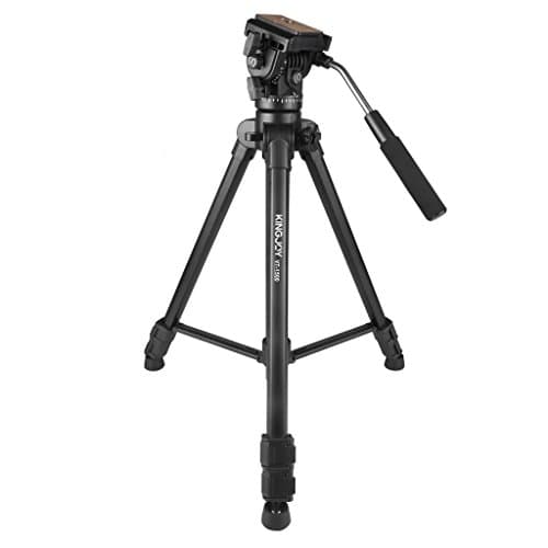 Professional Fluid Head Tripod with 1/4" Screw High Performance Tripod System for Canon Nikon Sony DSLR Camera Camcorder 360 Degrees Rotation Shooting Adjustable Height KINGJOY