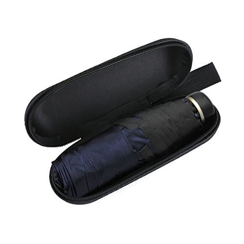 Travel Mini (6.7"), Ultralight(7.4oz) ,Open Diameter(38.6") Rauiong Compact UV Umbrella With Case for Women Purse Handbag (Blue)
