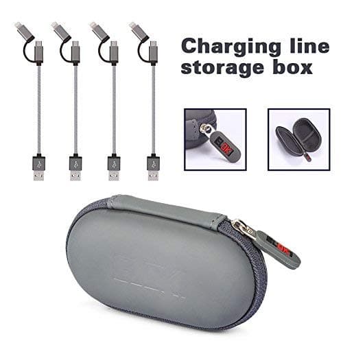 4 Pack USB Cable 2 in 1 Cable 27cm / 0.8ft Nylon Braided Sync Micro USB Charger for Smartphone