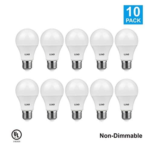 LUNO A19 Non-Dimmable LED Bulb, 6.0W (40W Equivalent), 450 Lumens, 5000K (Daylight), Medium Base (E26), UL Certified (10-Pack)