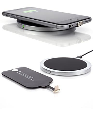 LXORY QI Wireless iPhone Charger Set Enables Wireless Charging on Your iPhone 5, 5s, 6, 6s,6 Plus, 7, 7 Plus – Kit Includes Transmitter Pad And a Slim Receiver Patch Module