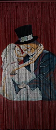 Bamboo Beaded Curtain Hand Painted -Skeleton Lovers