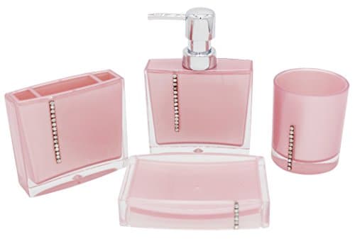 EUMAT Modern Series Bathroom Accessory Set Concise Style Bathroom Accessory Set (Pink) NB4021