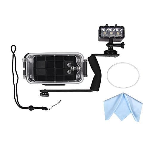 Foxpic Underwater Photo Video Waterproof Housing Case Kit for iPhone 6 plus / 6s plus, +Waterproof Diving Swimming Protective Case, Bracket for Waterproof Dimmable LED Video POV Flash Fill Night Light