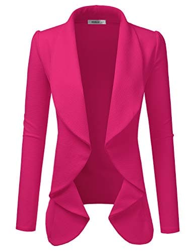 Womens Classic Draped Open Front Blazer Fuchsia S