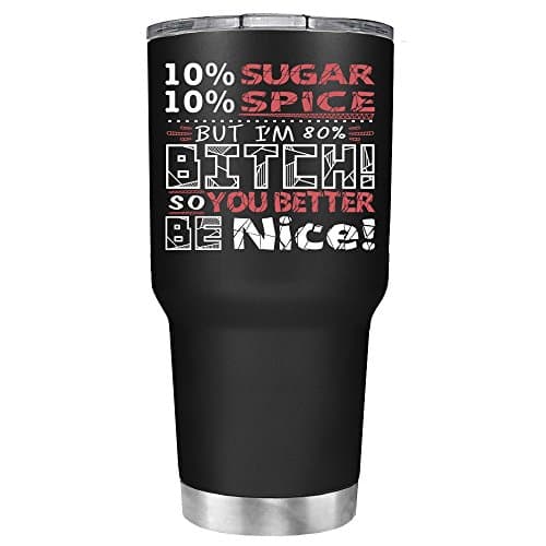 Super Spice and Bitch on Black Matte 30 oz Stainless Steel Tumbler with Lid - Insulated Cup - Travel Mug - Country Girl