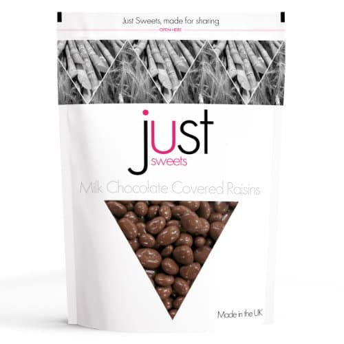 JUST SWEETS POUCH - Chocolate Covered Raisins By Just Sweets (Share Pouch with One and Half Old Fashioned Pounds of Sweets)