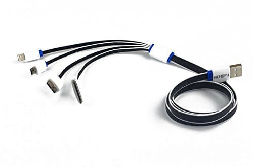 Turbold 4 in 1 Multi USB Charging Cable for iOS and Andriod Devices - 3-Feet - White & Black