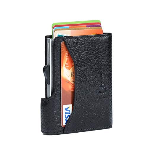 Updated RFID Blocking Card Case,Men's Minimalist Genuine Leather Wallet Automatic Pop-up ID Credit Card Holder