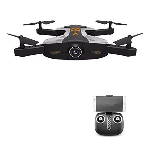AHAHOO RC Drone Foldable Wifi FPV Quadcopter 2.4Ghz 4 Channels RC Helicopter Drone with 2MP 720P HD Camera LED Lights