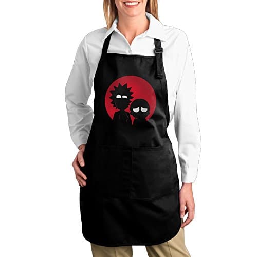 Rick And Morty Canvas Adjustable Bib Apron With 2 Pockets Black
