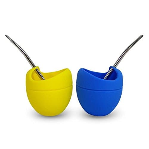 Kitchen Survival Yerba Mate Loose Leaf Tea Silicone Gourd and Stainless Steel Bombilla PAIR