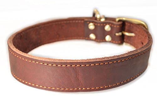 Leather Paws Red Oak Rusty Premium Leather Collar For Dog, Cat, Pets, Made of Thick Genuine Cowhide, For X-Small Small Medium Large X-Large Breeds (Medium)