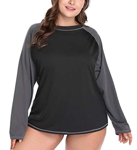 Women's Plus Size Rash Guard UPF 50+ Long Sleeve Swim Shirt Rashguard