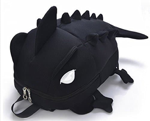 Cute 3D Solid Chameleon Backpack for Girls Vivid Backstab Monster Shaped School Bag Shark Satchel Bags Bolsa Mochila Feminino (Black)