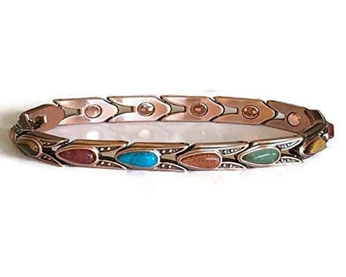 Ladies Therapy Magnetic Copper Multi-Stone Bracelet