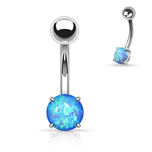 Inspiration Dezigns 14GA Basic Non Dangle Opal Prong Set 316L Surgical Steel Belly Navel Ring