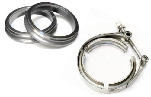 Himni Racing 2.50" Double Step V-band Mounting Adapter Flange & Clamp Set - 1 & 1