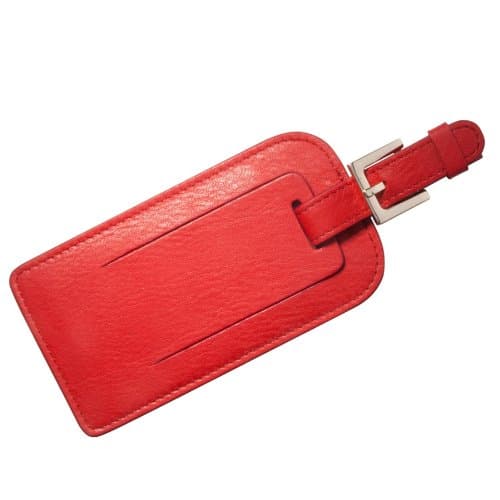 Calfskin Leather Luggage Tag, Red