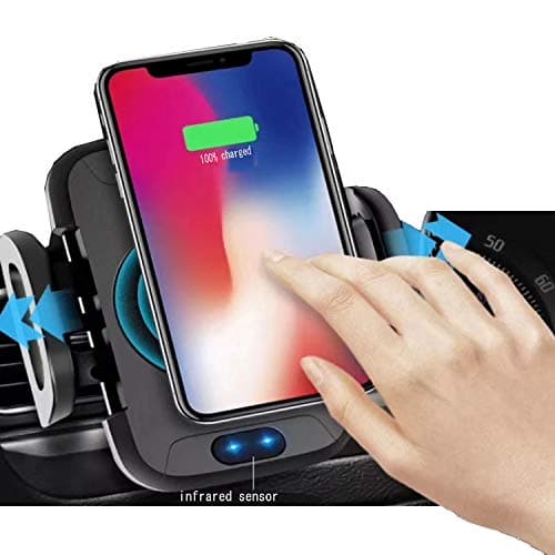 Qi Wireless Car Charger mount, Infrared Sensor Automatic Clamping Car Phone Mount, Car Wireless Charger, Cell Phone Holder For Car Air Vent, Iphone Qi Charger And Samsung Qi Charger