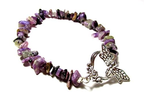 Purple Agate stone chips 8 inch strand bracelet