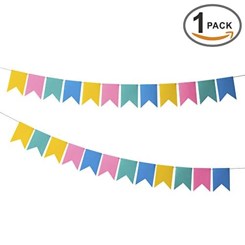12 Pcs/ 8.2 Feet (1 Pack) Felt Fabric Banner, Vintage Multicolor Bunting Flags, DIY Decoration Banners for Birthday Party, Wedding, Baby Shower, Window Decorations, Children's living room decoration